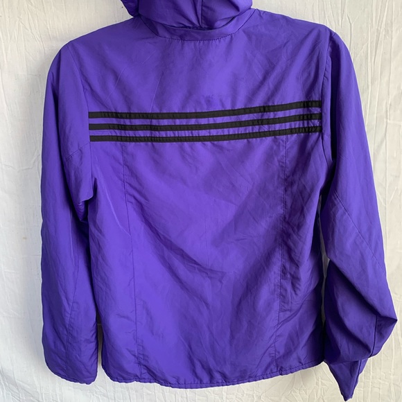 Adidas Womens Purple/Black Stripe Zip-Up Windbreaker Track Jacket Size S - Picture 10 of 14